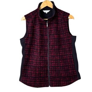 NORTHERN REFLECTIONS Red & Navy Fleece Vest - Medium | Cottagecore Gorpcore